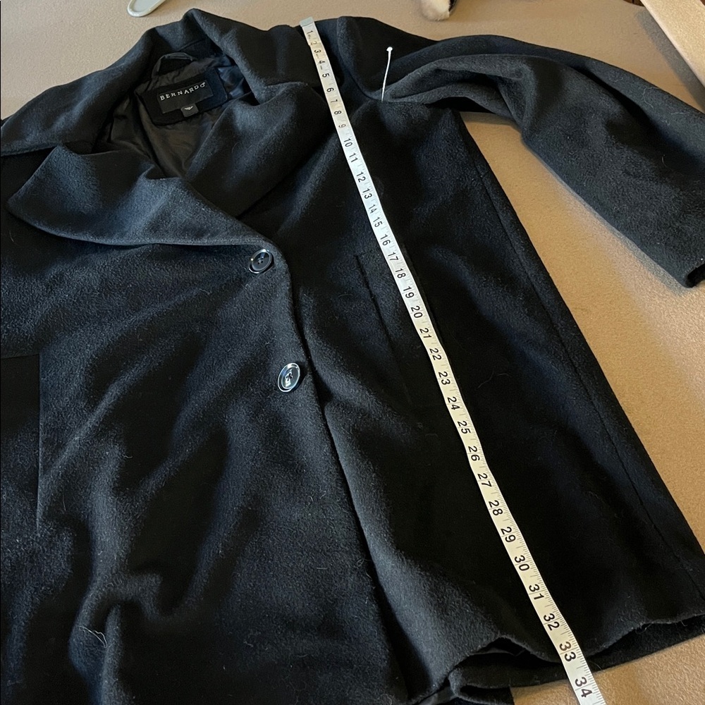 Bernardo Grand Sleek Wool Blend Black Coat - M - Picture 9 of 13